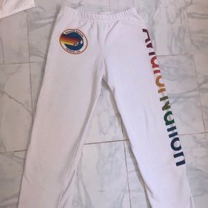 White aviator nation sweatpants. size: 12 yrs